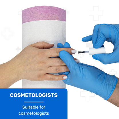 Well Before Vinyl Exam Gloves - Powder-Free, Latex-Free, Disposable Gloves for Medical, Food Prep, Cleaning and more - Medium Blue (Pack of 100)