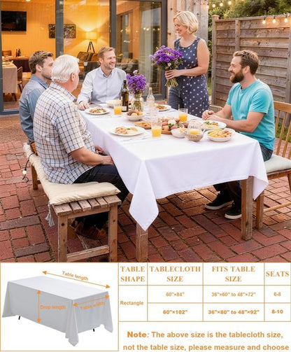 Goodluck Tablecloth - 2 Pack White Rectangular 60 x 102 Inch | Washable Cover for Dining & Events
