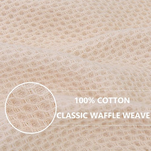 Homaxy Kitchen Dish Towels - Ultra Soft 100% Cotton Waffle Weave, Quick Drying, 13 x 28 Inches, 4-Pack, Beige
