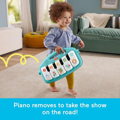 Fisher-Price Glow & Grow Kick & Play Piano Gym - Blue Musical Activity Mat for Babies 0+ Months