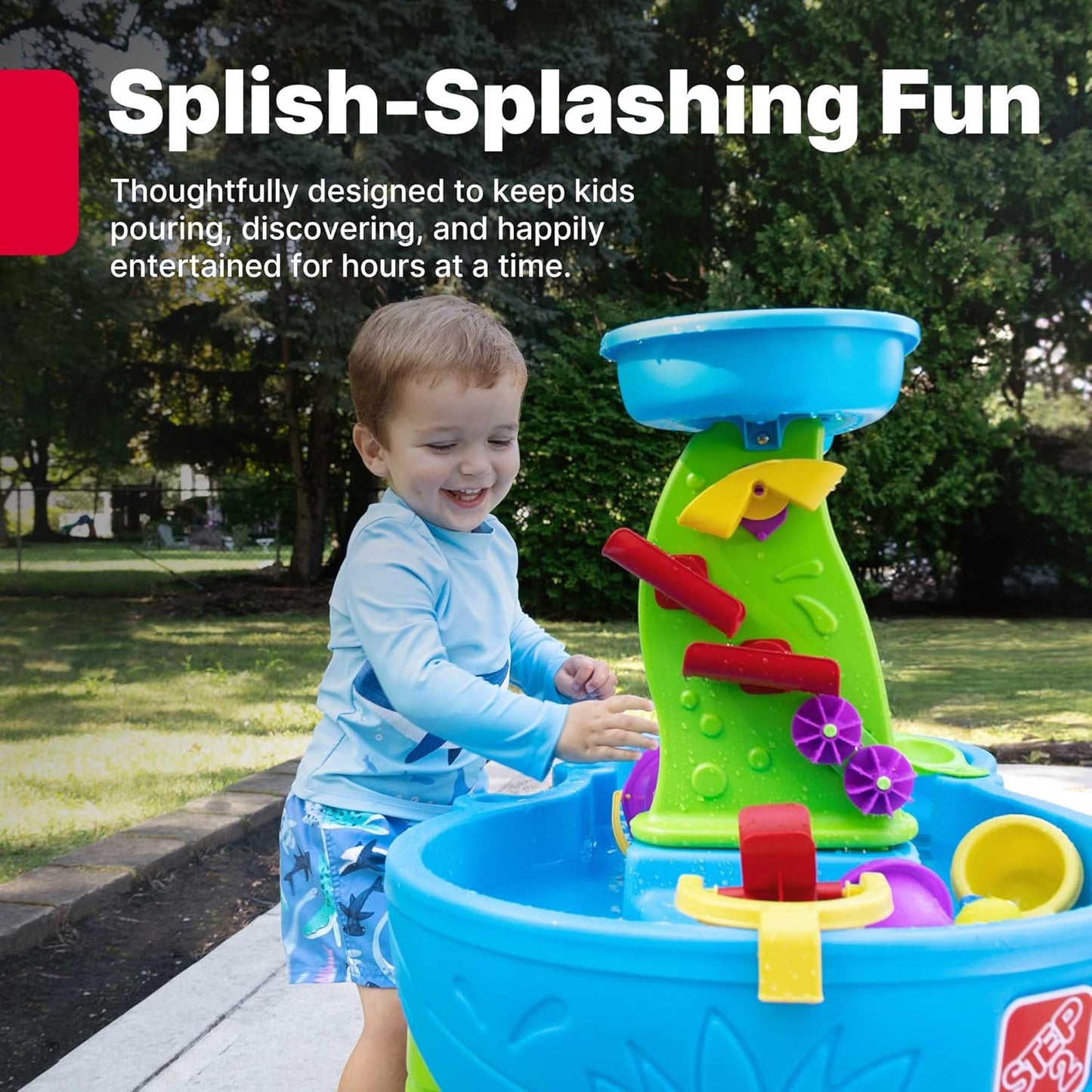 Step2 Rain Showers Splash Pond Water Table - Kids Sensory Playset with 13 Accessories | Blue & Green, Ages 1.5+