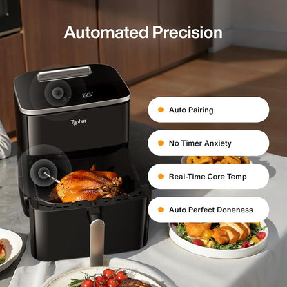 Typhur Sync 8QT AI Smart Air Fryer - 9-in-1 Non-Toxic Ceramic with Wireless Thermometer | Cooks 6lb Chicken