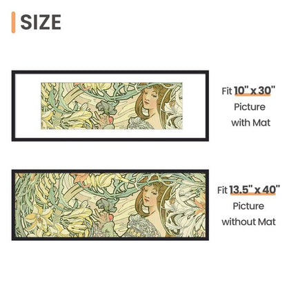 upsimples 13.5x40 Picture Frame, Display Pictures 10x30 with Mat or 13.5 x 40 Without, Wall Hanging Panoramic Frames, Black, 1 Pack