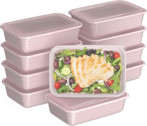 Bentgo Prep - 20-Piece Reusable Meal Prep Containers | Durable, Microwave & Dishwasher Safe, Blush Pink