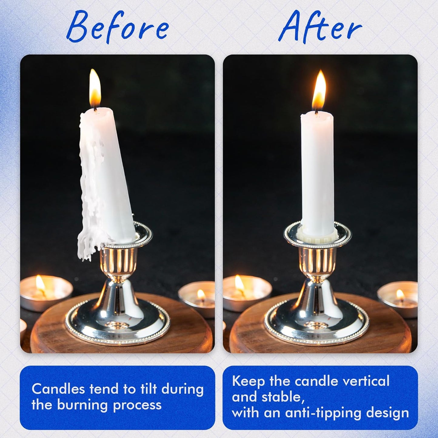 U0U Candle Grippers - 30 Pack Rubber Candle Hugger Gaskets for Taper Candles | Keeps Candles Upright, Beige