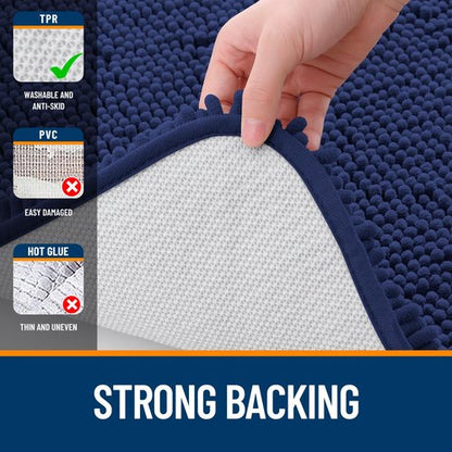 OLANLY Bathroom Rugs 47x32, Extra Soft Absorbent Chenille Bath Rugs, Rubber Backing Quick Dry, Machine Washable Bath Mats for Bathroom Floor, Tub and Shower, Home Decor Accessories, Twilight Sapphire