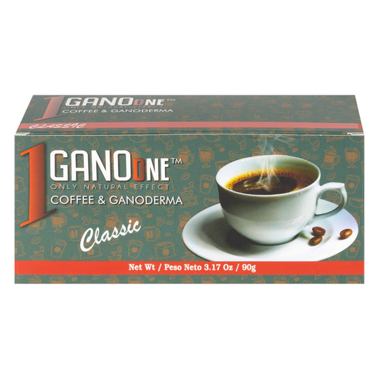 1 Box GanoOne Classic Coffee - Reishi Mushroom Instant Coffee - with Organic Ganoderma Extract - Easy to Use 30 Single-Serve Sachets