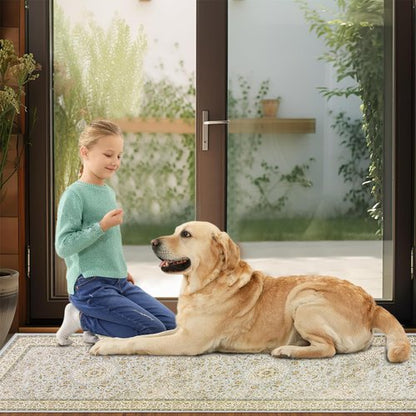 Gent drizz Runner Rug 2'6''x8' Washable Rugs: Machine Washable Runner Rug Soft Non Skid Non-Shedding Low Pile Runners for Hallways, Kitchen, Floor, Laundry, Bedroom, Indoor Baby Blue