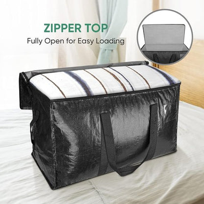BALEINE Heavy-Duty Oversized Moving Bags - 4-Pack Storage Totes with Reinforced Handles (Black)