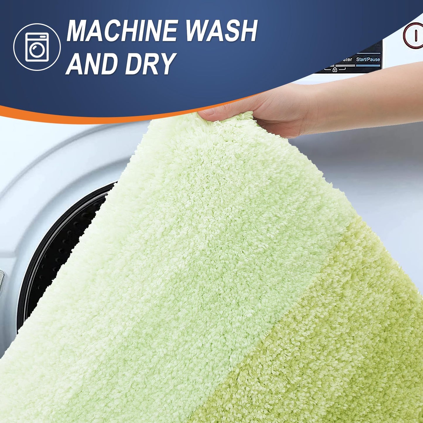 OLANLY Bathroom Rug Mat 30x20, Extra Soft and Absorbent Microfiber Bath Rugs, Non-Slip Plush Shaggy Bath Carpet, Machine Wash Dry, Bath Mats for Bathroom Floor, Tub and Shower, Light Green