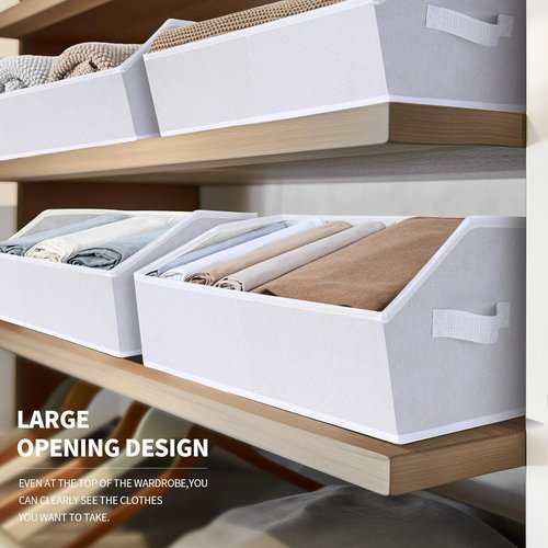 Homsorout Decorative Storage Baskets - Trapezoid Closet Bins with Handles | 3-Pack, White for Organization