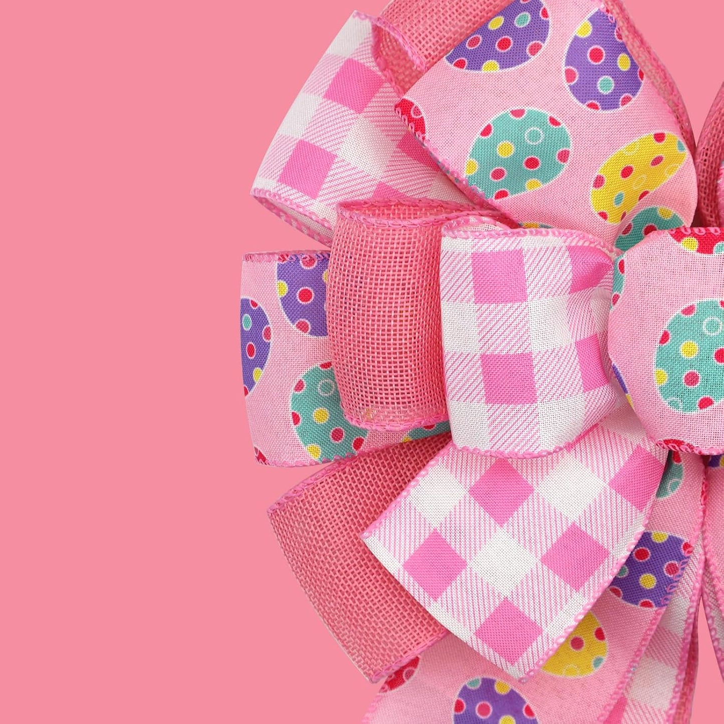 Montekin Large Easter Bows - Pre-Tied Wired Ribbon Bow for Wreaths | 20x11 Inch, 2 Pack in Pink