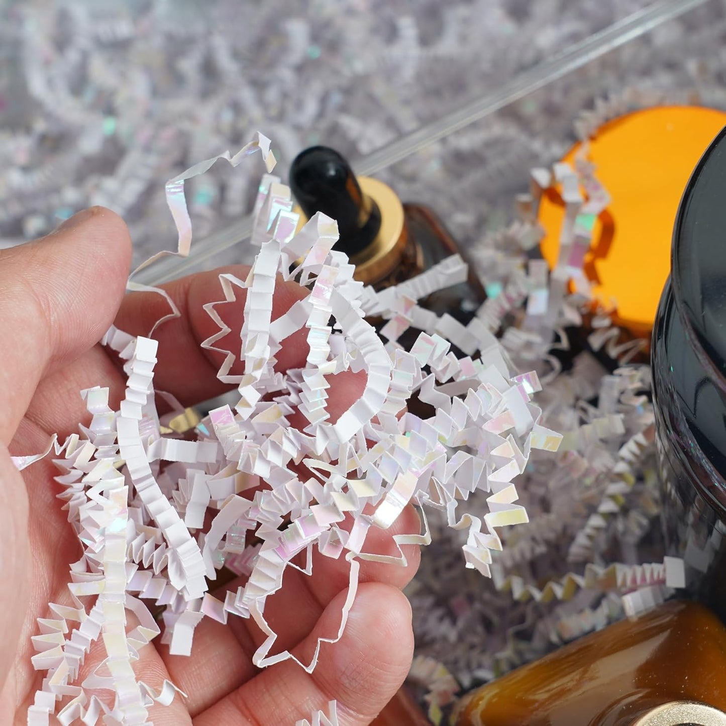 Uptotop 1/2 LB Crinkle Cut Paper Shred Filler for Gift Wrapping, Gift Basket Filling, Perfect for Birthday, Christmas, Thanksgiving, Halloween, Easter, Valentine's Day, Mother's Day, Father's Day, Wedding & Holiday Decor, Diamond White