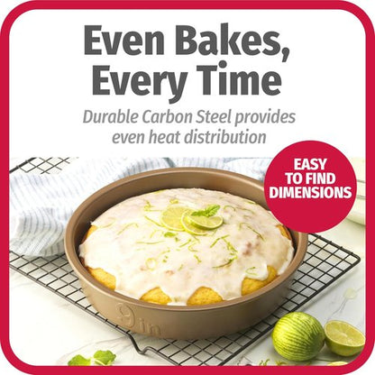 GoodCook BestBake Nonstick Round Baking Pan - Textured Carbon Steel, 9-Inch, Bronze Finish