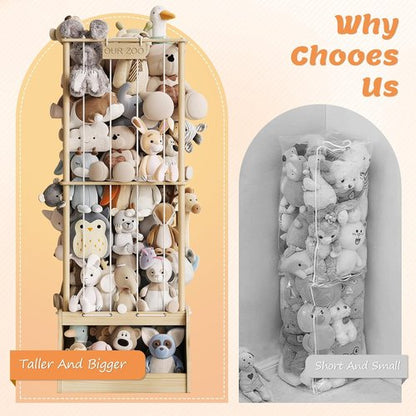 Experlam Stuffed Animal Storage - Vertical Plush Toy Holder with Thicker Elastic Band | Ideal for Playroom & Nursery