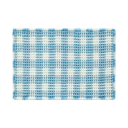 TYUU Waffle Bath Mat, Boho Bathroom Rugs Non Slip Washable Absorbent Checkered Bathroom Mat Quick Dry Cute Bath Mat, 36"x24" Blue and White