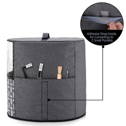 Yarwo Coffee Maker Dust Cover Compatible with Keurig K-Classic and K-Select, Visible Coffee Machine Cover with Pockets and Top Handle, Gray with Arrow