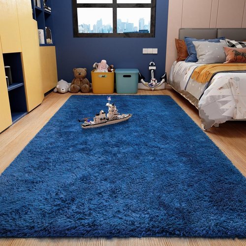 Ophanie Area Rugs for Bedroom Living Room, Color Navy Blue, Size 4' x 6', Shape Rectangular