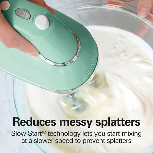 Hamilton Beach Vintage-Style Electric Hand Mixer - Powerful 1.3 Amp Motor, 5-Speed, Green (62601N)
