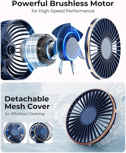 TUNISE Portable Handheld Fan - Rechargeable 4000mAh Battery | 180° Adjustable, 6-Speed, Quiet Design