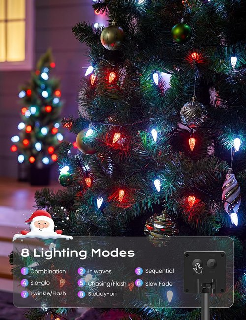 Brightown Solar C6 Strawberry String Lights - 50 LEDs, 22.64ft Red & White | Outdoor Christmas Decor