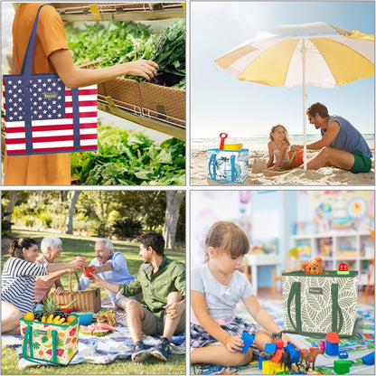 BALEINE Reusable Grocery Bags - Foldable Shopping Bags with Reinforced Bottom & Handles | Blossom Season (3-Pack)