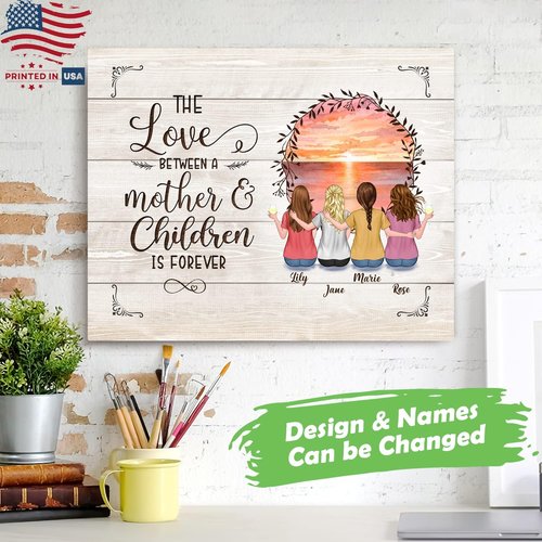Gossby Personalized Mom Wrapped Canvas - Custom Love Art for Mother & Children - Unique Gift from 3 Daughters