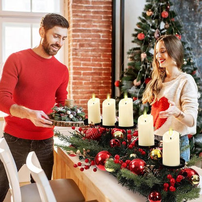 Funnymoom Christmas Tabletop Centerpiece - 30 Inch Poinsettia Candle Holder with Red Berries & Gold Accents