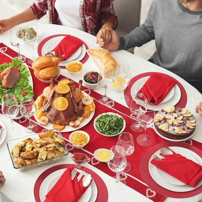 Light Red 120 Pcs Round Disposable Paper Placemats - 12 Inch Party Tableware