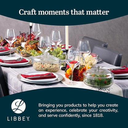 Libbey Round Casserole Dish - Elegant Glass Bakeware with Lid | Stackable for Oven & Microwave