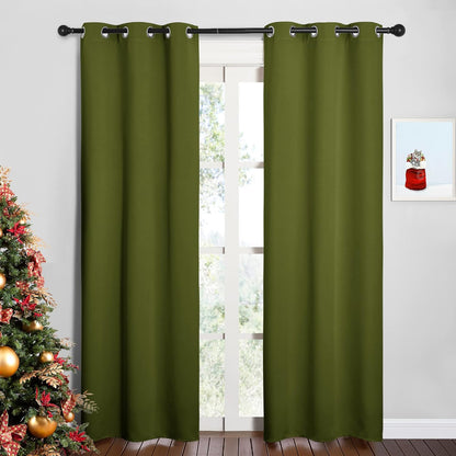 NICETOWN Blackout Curtain Panels - Thermal Insulated Drapes for Christmas | Olive Green, 34x84 Inches (One Pair)