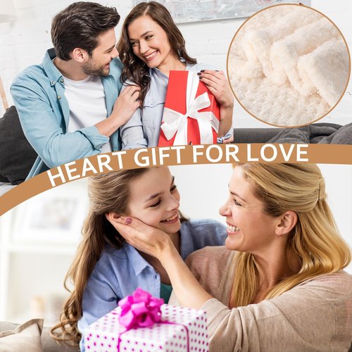 Buryeah 6 Pcs 50'' x 60'' Flannel Fleece Throw Blankets Bulk 340 GSM Soft and Warm Fluffy Fuzzy Blanket for Couch Sofa Wedding Decor Donation Homeless Employee Appreciation Gift(Beige)