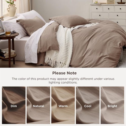 Bedsure Khaki California King Duvet Cover - Prewashed Cotton-Like Extra Soft Bedding Set, Includes 1 Cal King Duvet Cover 104x98 Inches with Zipper Closure & 2 Pillow Shams, Comforter Not Included