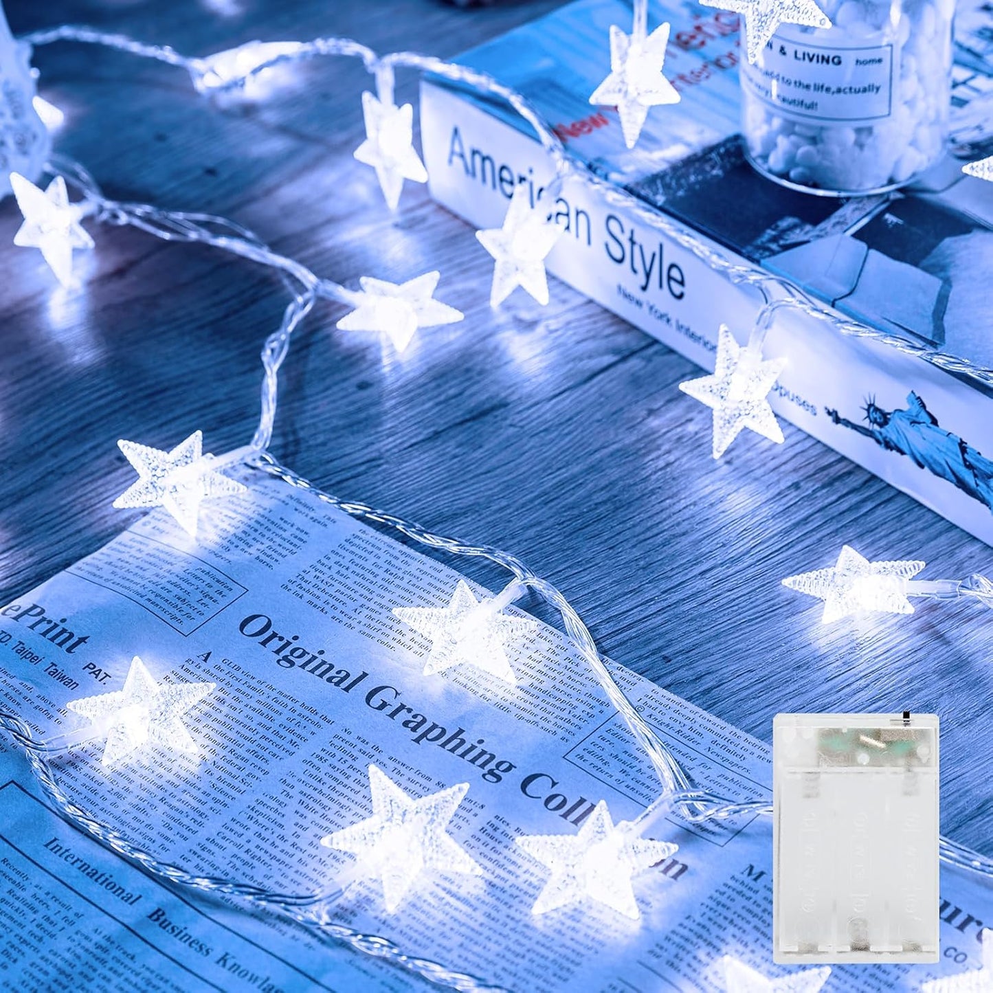 Minetom Star String Lights - 50 LED Waterproof Fairy Lights with Timer | 17 ft for Indoor & Outdoor Decor