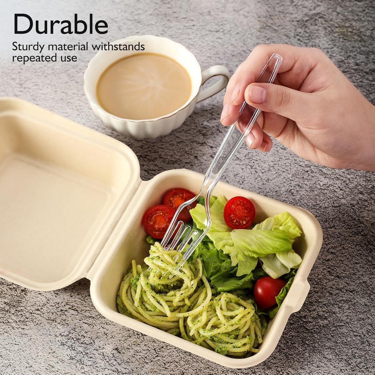 Regine Switzerland Clear Heavy Duty Plastic Forks - Elegant Disposable Cutlery Set | 300 Count