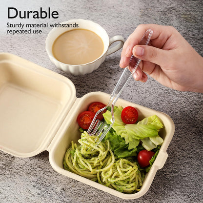 [300 Count] Clear Heavy Duty Plastic Forks, Disposable Plastic Forks, Fancy Plastic Cutlery, Elegant Disposable Forks, Plastic Utensils Set, Clear Forks Set