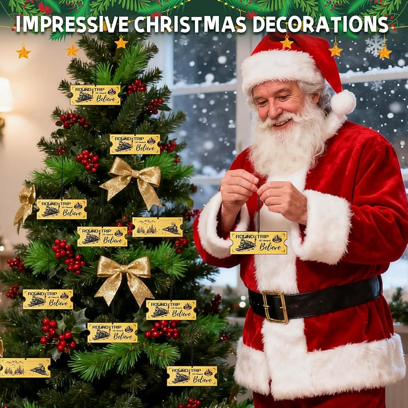 72 Pcs Polar Express Wooden Ticket Ornaments - Variation of THIS listing: 72+Ticket Ornaments - A