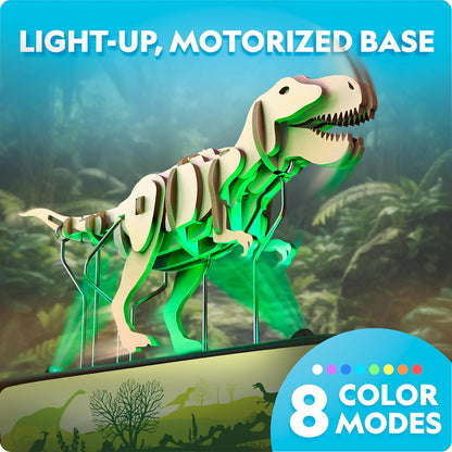 National Geographic 3D T. Rex Dinosaur Puzzle - 50-Piece Motorized Model Kit with Light-Up Base & 8 Settings