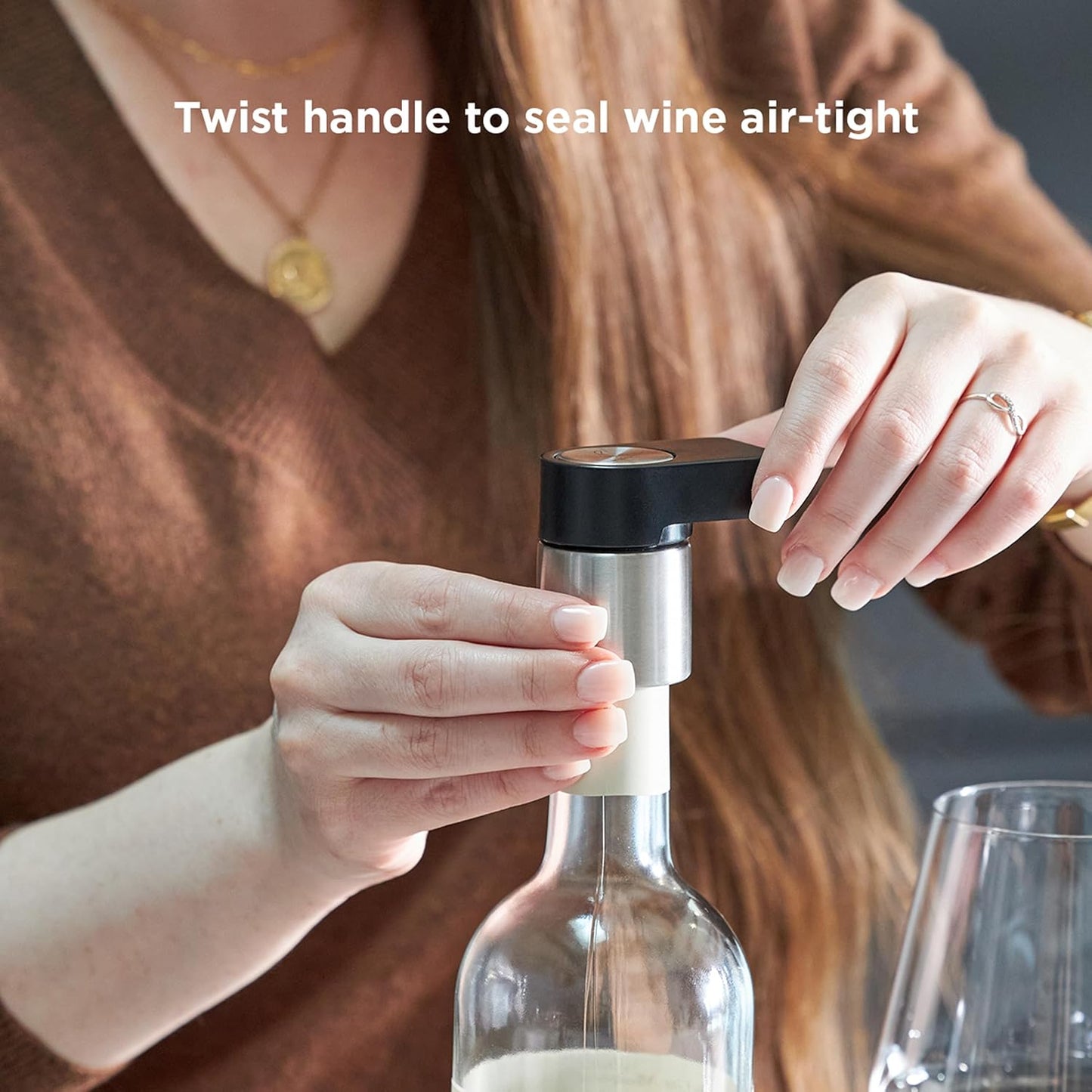 Rabbit Multifunctional Wine Bottle Stopper and Stand, Airtight Seal, Easy Crank Design, and Bottle Roll Prevention