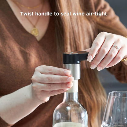 Rabbit Multifunctional Wine Bottle Stopper and Stand, Airtight Seal, Easy Crank Design, and Bottle Roll Prevention