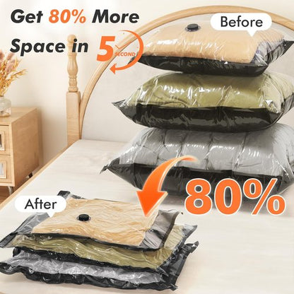 GONGSHI Vacuum Seal Bags - Space-Saving Travel & Home Storage | 24 Combo with Pump for Clothes, Blankets, Pillows