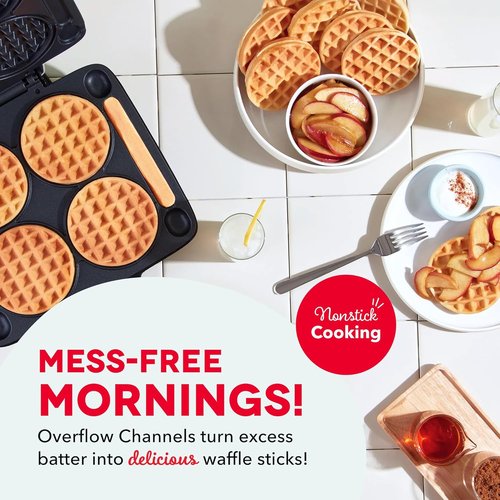 Dash Multi Mini Waffle Maker - Makes Four Delicious Waffles at Once - Dual Nonstick Plates & Easy Release - Compact Graphite Design