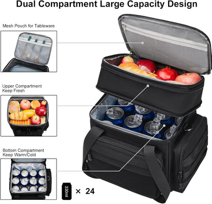 Skiennix Tactical Lunch Box - Insulated, Leakproof Cooler Bag for Work & Travel | Large Black Design