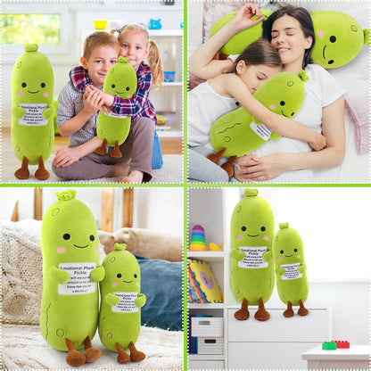 Skiennix Emotional Plush Pickle - 12.6” Kawaii Stuffed Animal with Positive Messages | Perfect Gift for Kids & Adults
