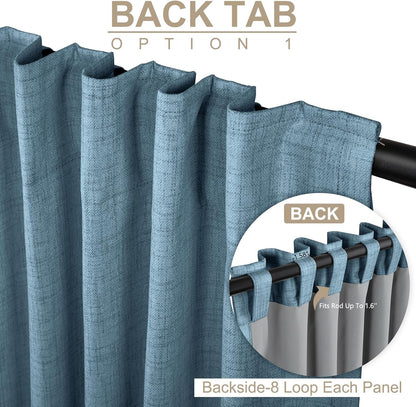 Skiennix Blackout Curtains - 100% Blackout Thermal Insulated Drapes, 50" W x 90" L, Stone Blue - 2 Panels Set