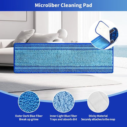 BYOFI 15-Pack Microfiber Mop Pads for Bona Mpo- Washable Reusable Refills for Hardwood, Tile & Multi-Surface Floors | Pet Hair & Stain Remover