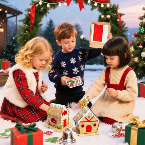 JeVenis Gingerbread House Craft Kit - DIY 3D House Building Kit for Kids | Perfect for Christmas & New Year Decor
