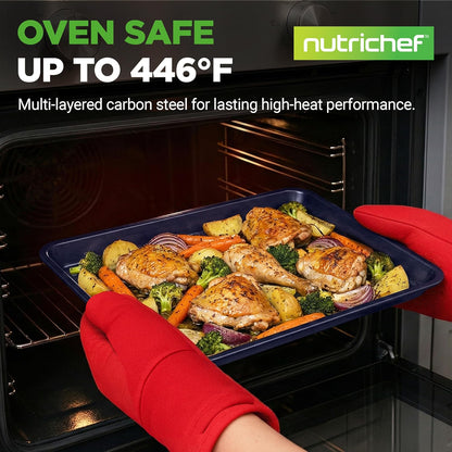 NutriChef 6-Piece Nonstick Baking Pans Set - Carbon Steel Bakeware for Easy Clean & Restaurant Quality