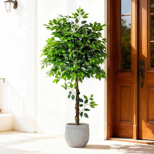 Erimda 5ft Artificial Ficus Tree - Realistic Faux Silk Plant for Home Decor | Indoor Living Room & Office