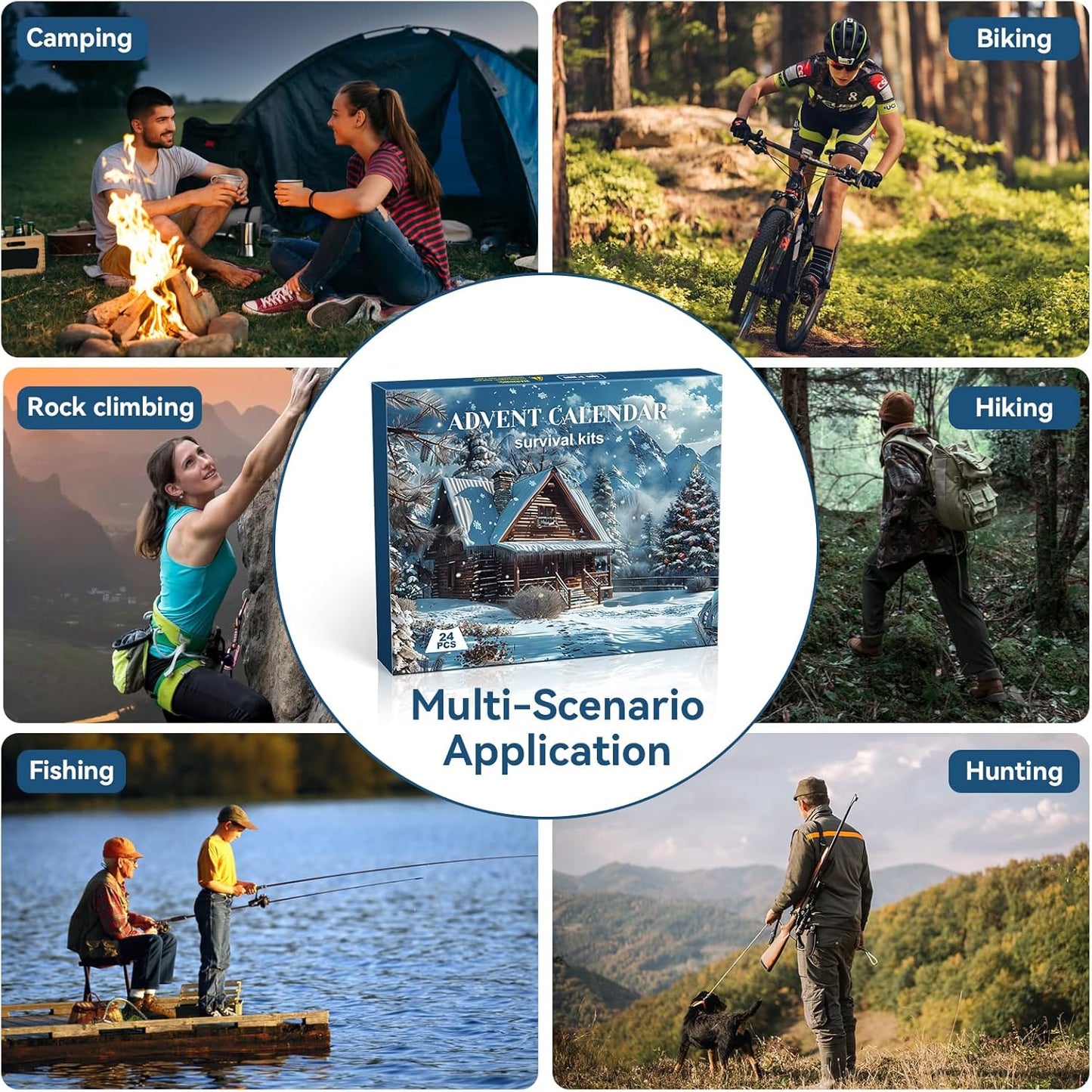 Survival Advent Calendar 2025 - 24-Day Countdown Gift Box for Adults & Outdoor Enthusiasts